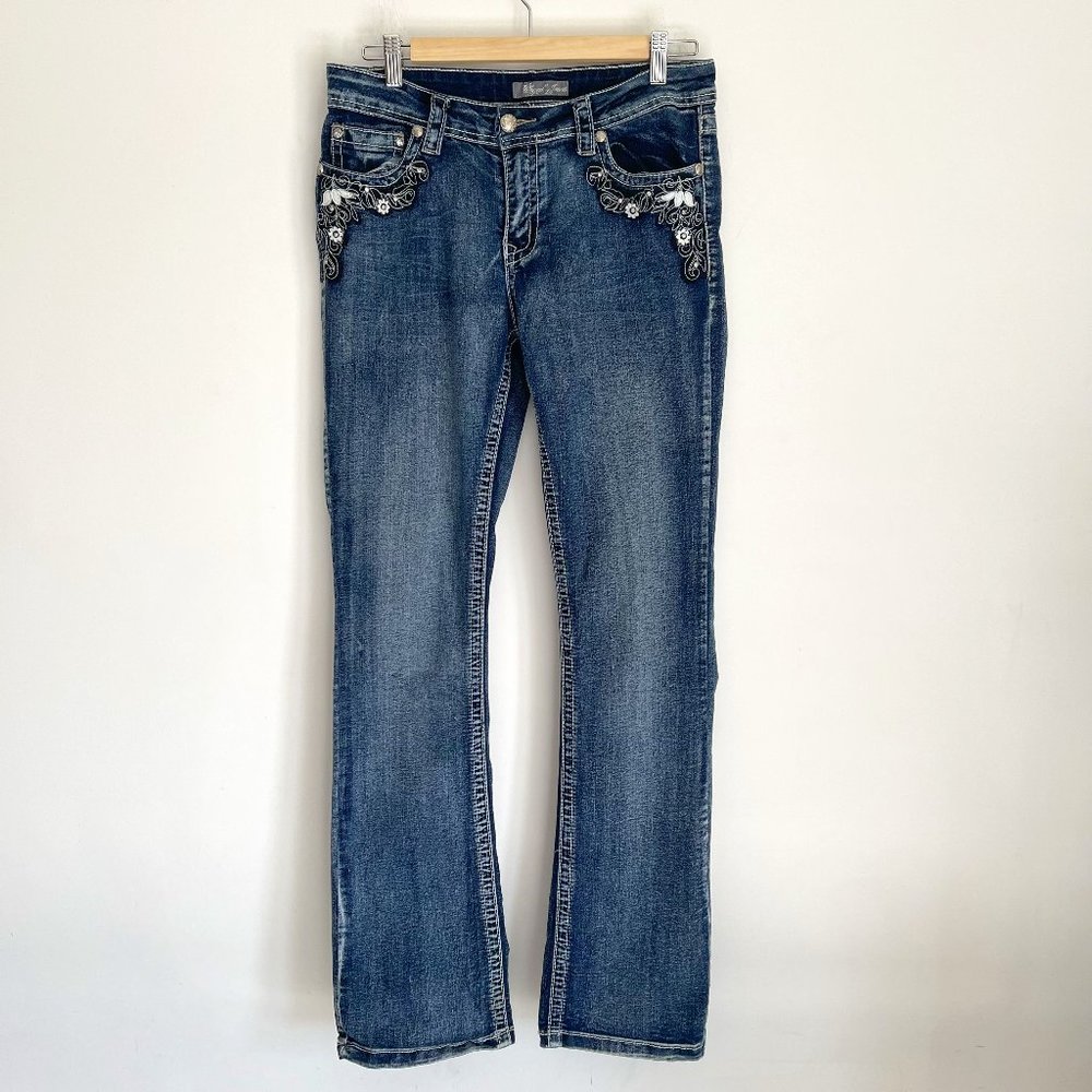 Illegal Jeans Women Blue Jeans Bling Cowgirl Rodeo Ranch Junior Size 11